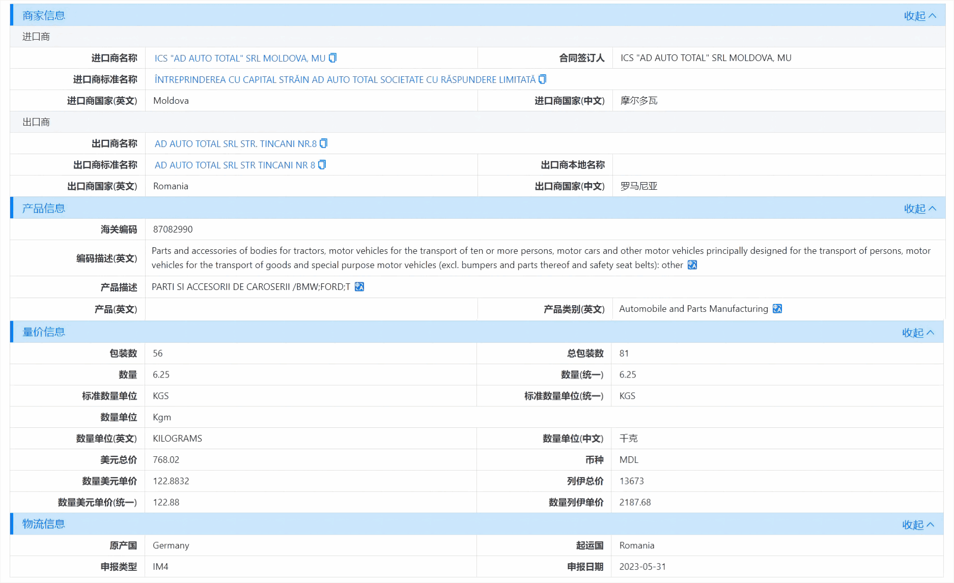 海关数据,摩尔多瓦海关数据,球盟会(中国)海关数据